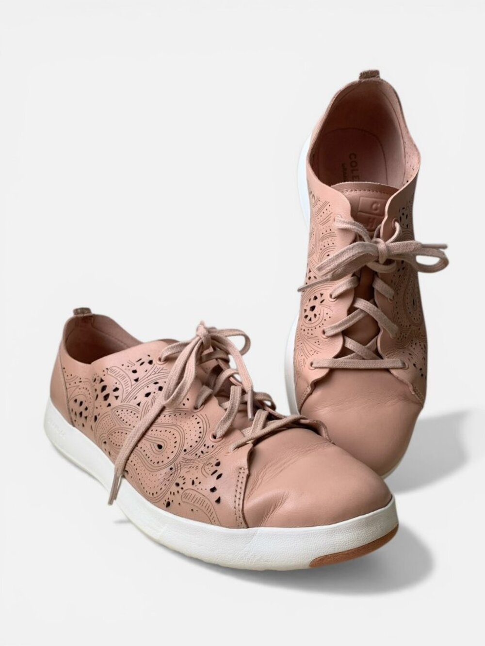Cole Haan GrandPro Laser Cut Leather Sneakers Blush Pink Lightweight Size 11